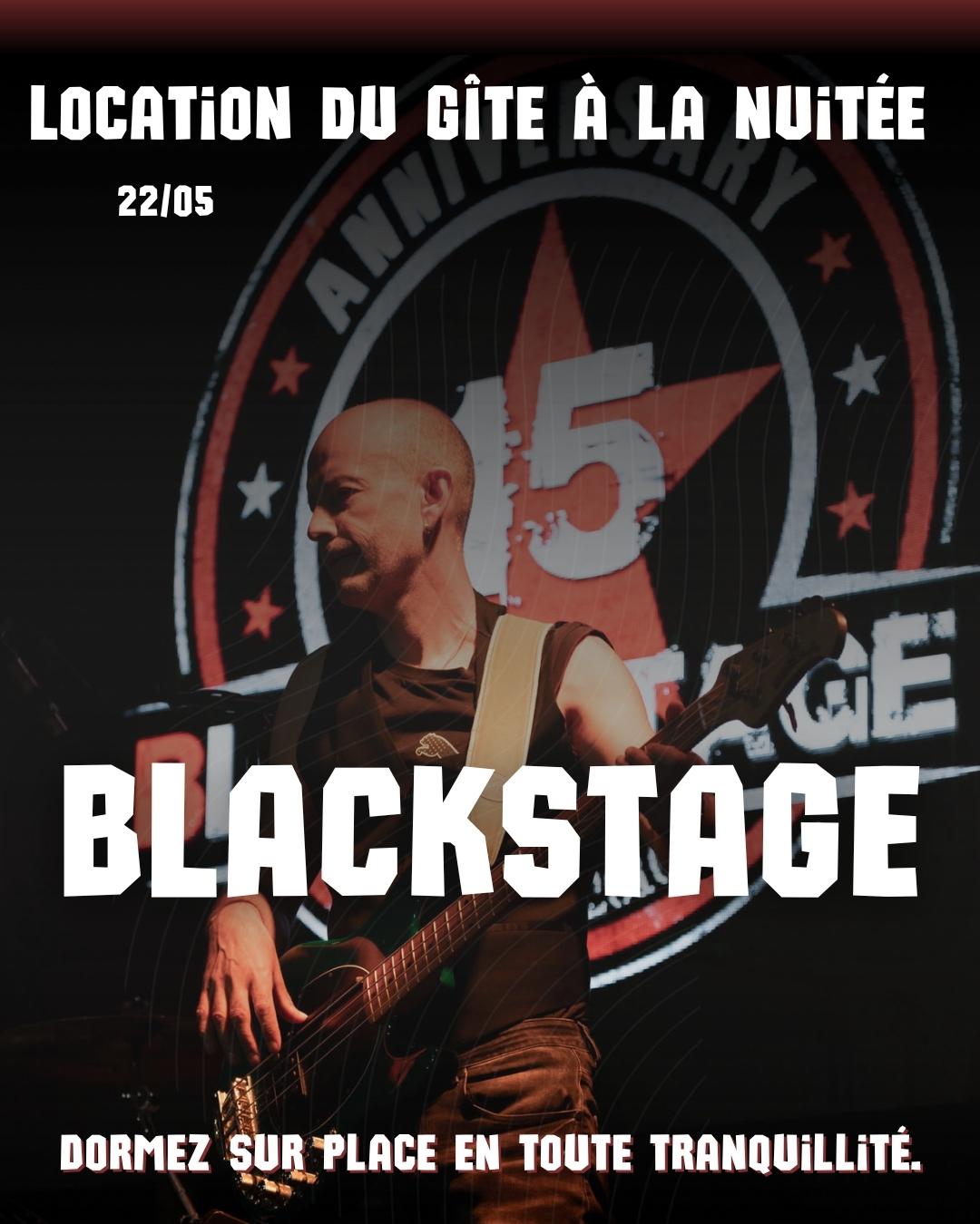 Location du gîte à la nuitée pour le concert Blackstage du 22 mai dormez sur place en toute tranquillité. 2